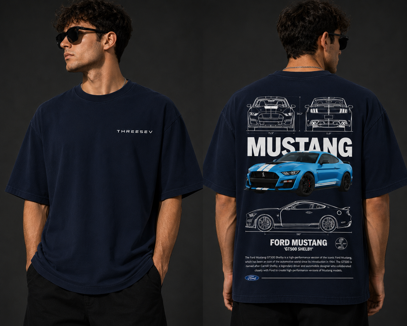 THREESEV GT500 Blueprint Tee
