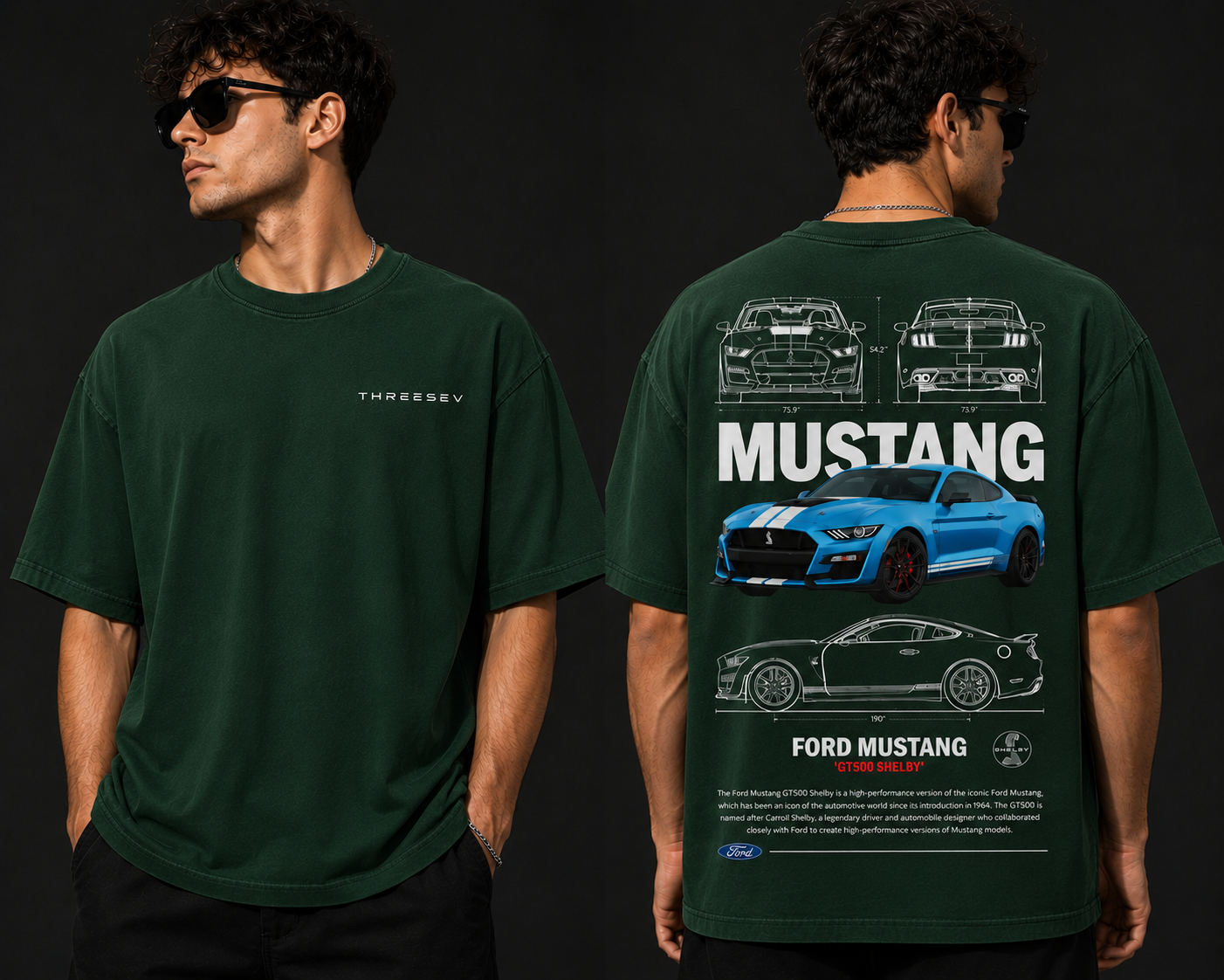THREESEV GT500 Blueprint Tee
