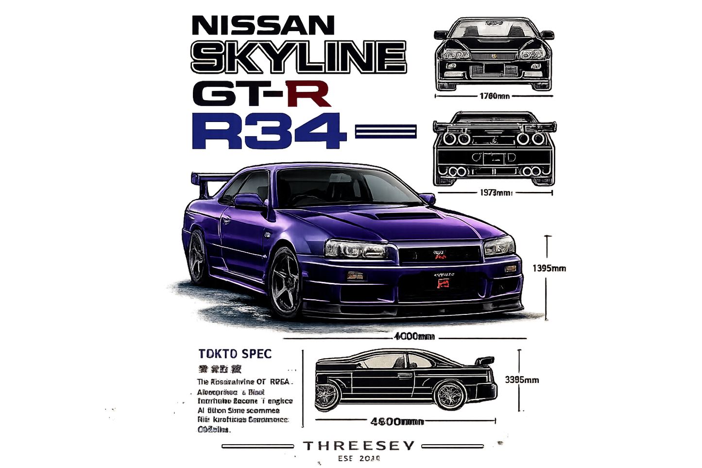 THREESEV R34 Tokyo Spec Tee
