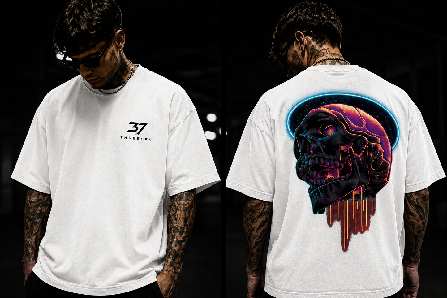 THREESEV Neon Reaper Oversized Tee